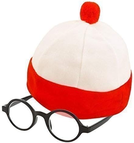 Robelli Kid's Large Red & White Striped Fancy Dress Hat & Glasses (WORLD BOOK WEEK DAY)