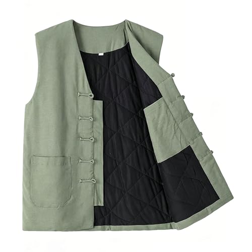 Costume Tang gilet chinois homme en coton retro veste sans manche d'hiver legere