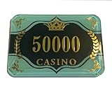 Acrylic Denominated Rectangular Poker Chips Plaques Jetons - 5 Pieces (50,000 Mint)