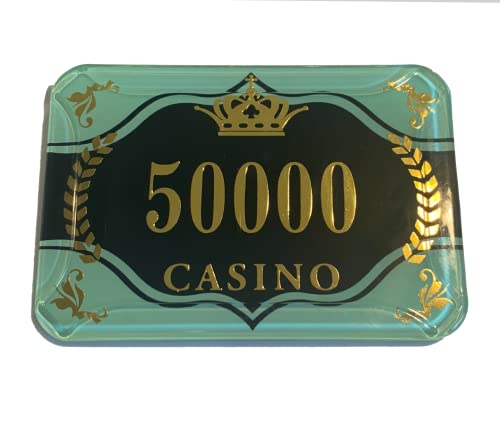 Acrylic Denominated Rectangular Poker Chips Plaques Jetons - 5 Pieces (50,000 Mint)