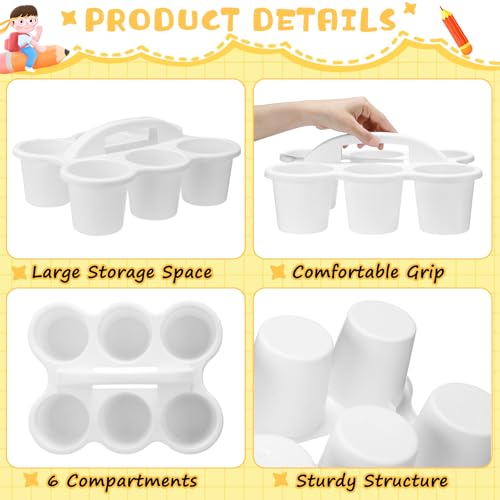 DoubleFill 4 Pack Plastic Classroom Caddy for School, Classroom Pencil Caddy Organizer with Handle for School, Cup, Pencil, Pen, Art Supply, Drink Delivery - Image 3