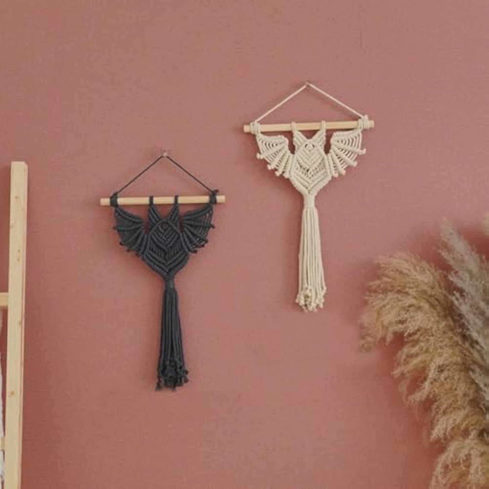 Macrame Wall Hanging Bat Pattern Tapestry