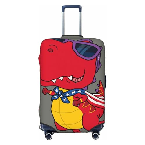 Dinosaur Super Hero Cartoon Print Luggage Cover For Suitcase,Washable Elastic Travel Suitcase Protector With Zipper Closure And Bottom Buckle – Fits 18-32