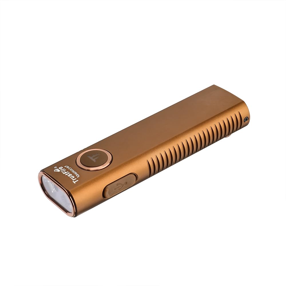 TrustFire Mini X3 Wiederaufladbare EDC Taschenlampe mit weißem Licht, Flutlicht, UV und grün Licht, 1050 Lumen Taschenlampe LED Aufladbar, 4 Lichtquellen Tragbar Flache Taschenlampen (gold)