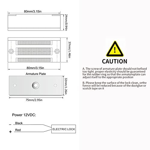 Electric Magnetic Lock 500KG/1200LBS Holding Force Electromagnet Lock 12V Fail Safe NC Mode for Access Control System/Metal/Fire Proof/Wooden/Glass Door by NCLTHS - Image 4