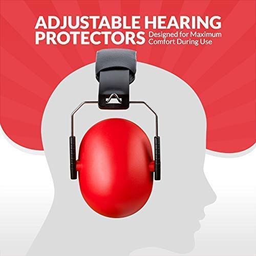 Medca Hearing Protection And Noise Reduction Earmuffs - Lightweight, Adjustable And Foldable Nrr 20Db Safety Ear Protection For Shooting, Heavy Machinery Work And Hunting Fits Adults And Kids, Red #TOP4