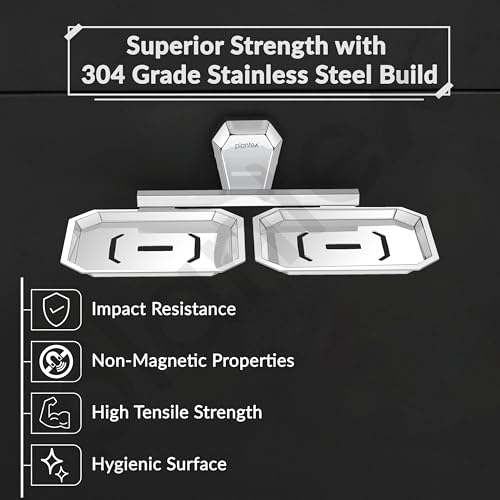 Image of Plantex Double Soap Dish for Bathroom /304 Grade Stainless Steel Dual Soap Holder /Soap Case /Soap Stand /Bathroom Accessories - Pack of 1 (PM-2408, Chrome)