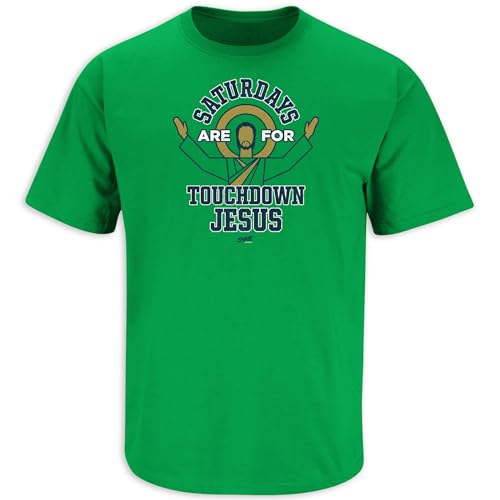 Smack Apparel Saturdays T-Shirt for Notre Dame College Fans (SM-5XL) (Irish Green Short Sleeve, X-Large)