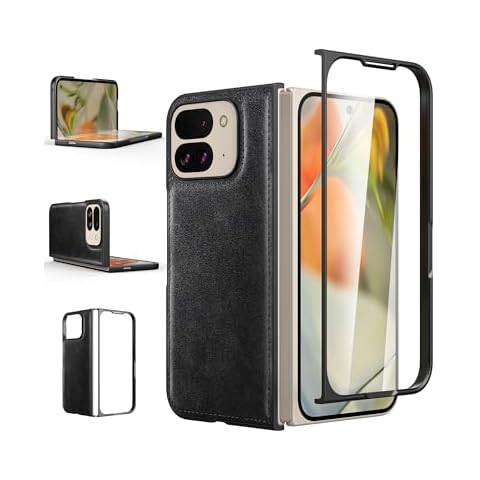 Foluu for Google Pixel 9 Pro Fold Case, with Front Built-in Screen Protector, PU Leather + Hard PC Shell Ultra Thin Slim Durable Protective Phone Case Cover for Google Pixel 9 Pro Fold 2024 (Black) Cover