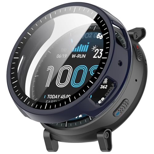 For Amazfit Active Max �J�o�[ PC�f�� Amazfit Active Max 48mm �P�[�X �K���X�t�B������̌^ �S�ʕی� ��d�\�� �h�o ���{���Ɏq�� �L�Y�h�~ �y��(�u���[)