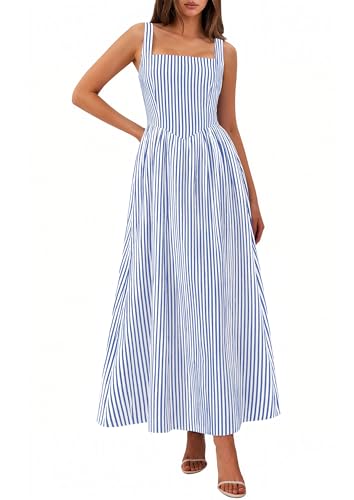 PRETTYGARDEN Women's Maxi Dress Summer Striped Sundress 2026 Spring Smocked