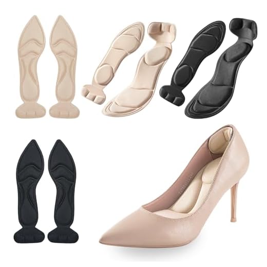 SZZETK 8 unidades (4 pares) Plantillas para zapatos de mujer, plantillas para zapatos de tacón alto, plantillas de tacón alto, autoadhesivas, antideslizantes y autoadhesivas con protector de talón