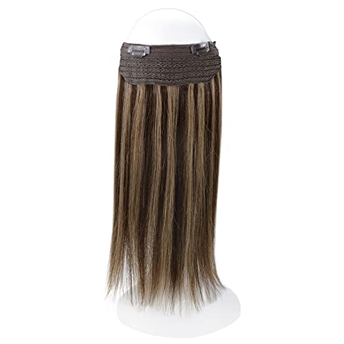 Halo Extensions 16 Inch Color 2P8A Darkest Brown with Light Brown Halo Brown Hair 80g Secret Hair with Clips Real Human Hair