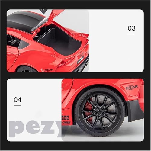 Image of 1 /22 Scale Big Toyota Supra GR LBWK Model Diecast Metal Pullback Toy car with Openable Doors & Light, Music Boys car for Kids Best Toys Gifts Toys for Kids-Black (Red)