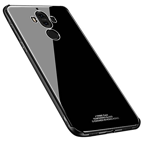 Kepuch Quartz Case for Huawei Mate 9 - Soft TPU + Back Cover Made of Tempered Glass for Huawei Mate 9 - Black