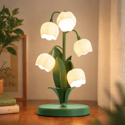 WERFOP Vintage Lily of the Valley Flower Table Lamp Green