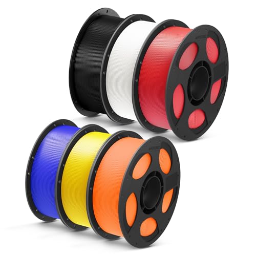 Image of ANYCUBIC PLA Plus (PLA+), 3D Printer Filament 1.75mm Bundle, High Toughness, 1KG Reusable Spool, Black, White, Red, Blue, Yellow, Orange, 6KG in Total