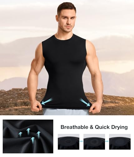Eleady 2 Packs Compression Shirt Men Workout Shirts Athletic Base Layer Sleeveless Tank Top Slimming Undershirt3