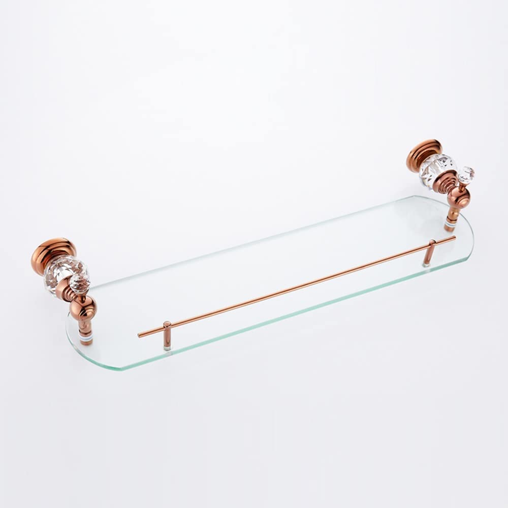 NUHSLF Shower Caddy Solid Brass Glass Shelf Cosmetics Rack Home Accessories Storage Rack Bathroom Hardware Accessories Bathroom Organizer