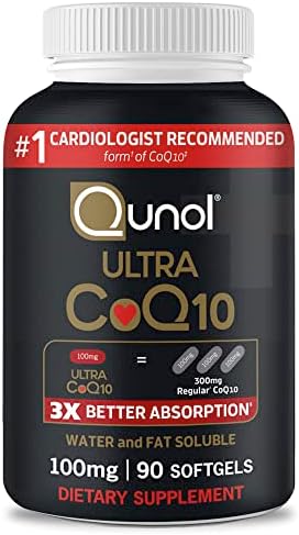 Qunol CoQ10 100mg Softgels Ultra 3X Better Absorption Coenzyme Q10 Supplements - Antioxidant Supplement for Vascular and Heart Health & Energy Production - 3 Month Supply - 90 Count