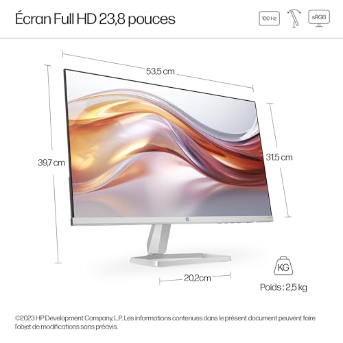 Écran 23.8" Full HD HP 524sf avec dalle IPS 100Hz fluide
