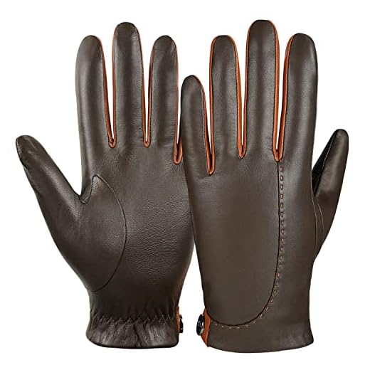 GSG Mens leather gloves winter Driving Gloves Sheepskin Touchscreen motorcycle gloves for cold weather Warm Italian Luxury Brown Orange Xlarge Wool Liner
