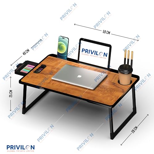 Image of Multi-Purpose Laptop Table, Study Table| Bed Table| Adjustable Height, Portable for Office, Work Form Home | DIY Table, Easy to Assemble, Engineered (ADJ Black) (wood ajustable)