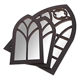 Illusion d'espace : un miroir mural arqué à effet fenêtre virtuelle amplifie la lumière et crée une illusion d'espace, donnant une impression d'ouverture et de luminosité aux petites pièces grâce à son aspect décoratif. miroirs noirs effet fenêtre pour la décoration murale. miroir mural arqué