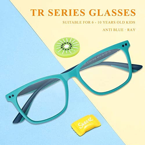 Image of SooGree Blue Light Glasses Kids Girls Boys Computer Gaming Anti Blue Ray Age 6-10 TR90 Frame Unbreakable Eyeglasses