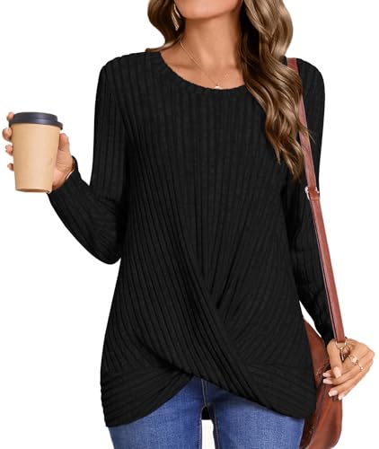 Image of HOTGIFT Women's Pullover Sweaters Winter Tunic Tops Long Sleeve Crewneck Shirts Casual Comfortable Blouse