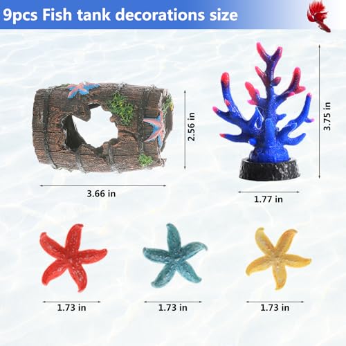 Image of 9Pcs Tank Accessories for Beta Fish,Small Fish Tank Decorations, Beta Fish Tank Starter Kit