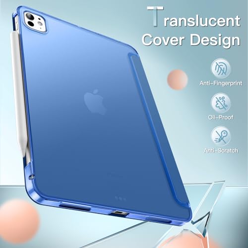 Image of JETech Cover Case for iPad Pro 11-Inch M5 /M4 2025 /2024 (6th /5th Generation), Slim Stand Hard Back Shell Smart Cover with Auto Wake /Sleep (Navy)
