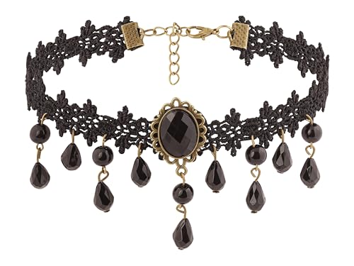 Sacina Gothic Vintage Black Teardrop Lace Choker, Gothic Necklace, Goth Jewelry, Halloween Christmas Jewelry Gift for Women