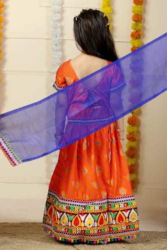 Image of AHHAAAA Kids Embroidered Traditional Ghoomar Lehenga Choli |Chania Choli|Radha Dress|Navratri /Dandiya /Garba Dress with Dupatta for Girls Y0040