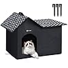 MIU Color Outdoor Cat House, Upgraded Large Double Roof Weatherproof Cat House for Outdoor Cats, Insulated Wild Cat Shelter with Removable Soft Padding, Easy to Assemble,20″ x 13.8″ x 16″ inch
