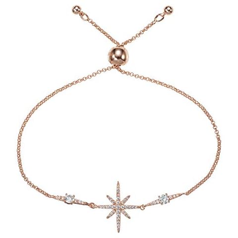 namana Rose Gold North Star Bracelet for Women with Cubic Zirconia Stones, Stone Studded Rose Gold Bracelets for Women, Star Jewelry for Women, Lucky Star Adjustable Bracelets for Women Cover