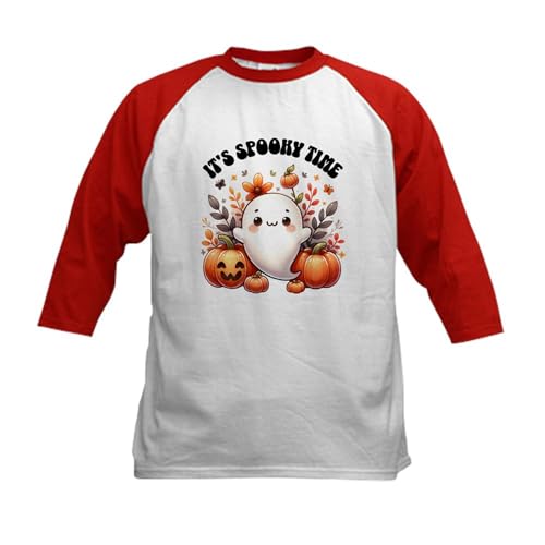 CafePress Halloween Spooky Time Ghost Pumpkins Kids Baseball T Shirt Kids Cotton Baseball Jersey, 3/4 Raglan Sleeve Shirt