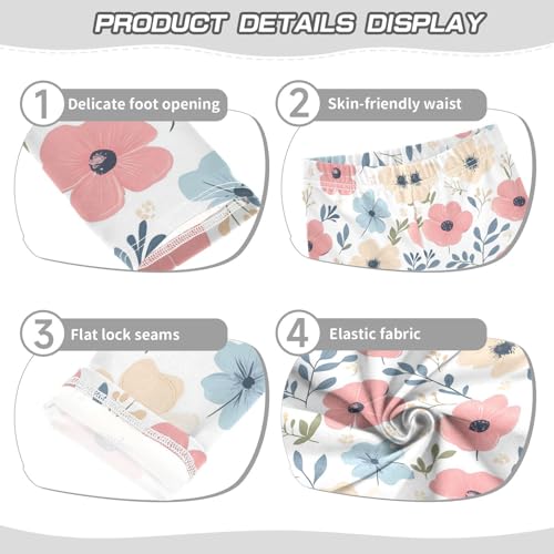 Wusikd Cute Girls' Leggings Toddler Doodles Flowers Kids Yoga Pants Dance Active Tights 4T3