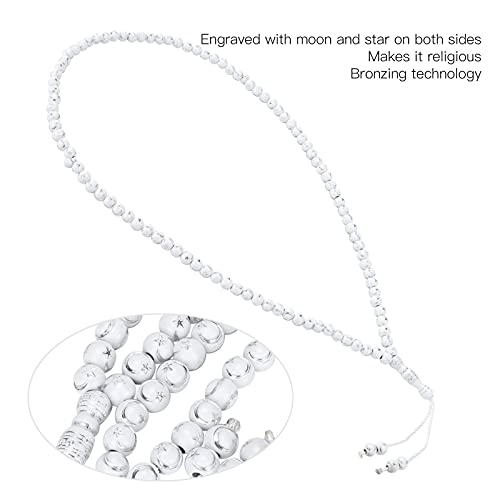 Pssopp Islamic Prayer Beads, Muslim Rosary Beads 99 Grains Resin Gilding Religious Article(white) - Image 3
