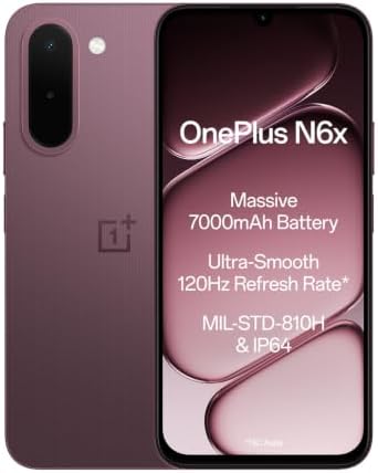 OnePlus N6x | 4GB+128GB | Burgundy Red | 7000mAh Battery | Power for Days | 48-Months Smoothness | Smooth 120Hz Display | Largest 5300mm2 Cooling System | Military-Grade Durability