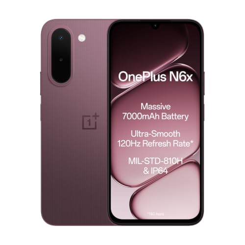 OnePlus N6x | 4GB+128GB | Burgundy Red | 7000mAh Battery | Power for Days | 48-Months Smoothness | Smooth 120Hz Display | Lar