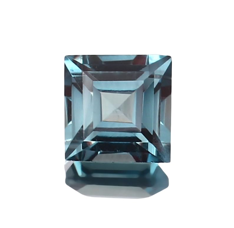 Tourmaline indicolite naturelle 9x9mm taillée en Asscher pour création de bijoux uniques