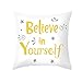 Lieson Funda de cojín decorativa, 1 funda de cojín para sofá, 20 x 20 x 50 cm, diseño de estrellas Believe in Yourself Stars, color amarillo, gris, poliéster
