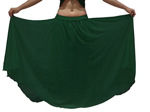 Fits S/M Upto XXL - 6m Belly Dance Costume Skirt Wavy Edged UK Size 10-24 - Choose Length & Colour (Longitud Fuera de la Pierna 38/39 Pulgadas, De Color Verde Oscuro)