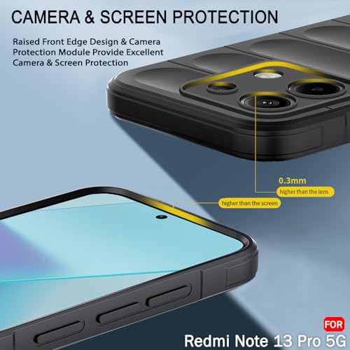 Image of TheGiftKart Liquid Silicon Back Cover Case for Mi Redmi Note 13 PRO 5G | Shockproof Military Grade Protection | Micro-Fibre Cloth On Inner Side | Anti-Slip Grip Redmi Note 13 Pro Cover (TPU, Black)