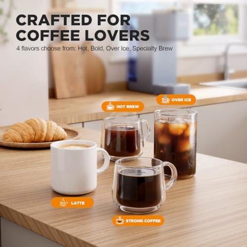 Image of Tastyle Single Serve Coffee Maker, Iced and Hot Coffee Machine for K Cup & Grounds, Built-in Detachable Milk Frother, 40oz Removable Water Reservoir, 6 to 24 Oz Brew Sizes, Classic Gray