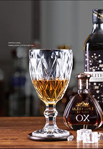 Soujoy 6 Pack Wine Glasses Goblet, 10Oz Vintage Embossed Glass Cup, Beverage Stemmed Party Glasses For Wine, Soda, Juice In Bars, Restaurants , Home #TOP5