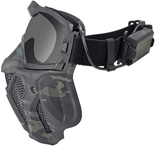 N / C Tactisch Paintball Airsoft Masker Volledig Gezicht Met Afneembare Mistbestendige Bril voor CS Survival Game, Tactische Outdoor Activiteiten, Halloween Cosplay Masker en Film Prop