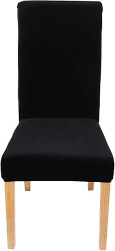 Miniatura 8 de smiry - Fundas para sillas de comedor de terciopelo elástico y suave, extraíbles, Terciopelo, Negro