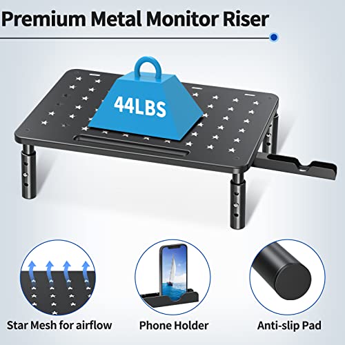 Zimilar 2 Pack Monitor Stand Riser, 3 Height Adjustable Monitor Stand With Unique Star Mesh For Computer, Laptop, Printer, Notebook, Imac, Premium Metal Monitor Risers For 2 Monitors #TOP4